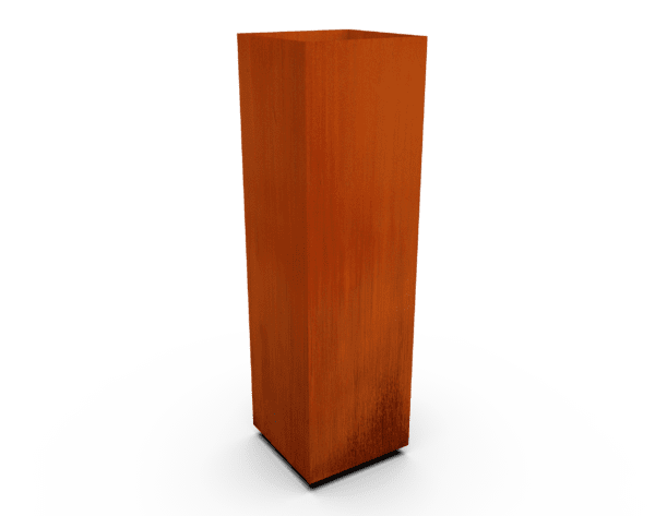 corten steel tall cube planter