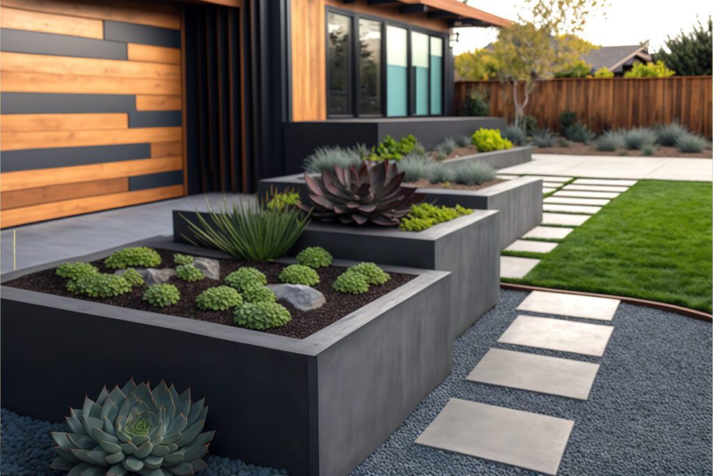 Elegant outdoor space with planters