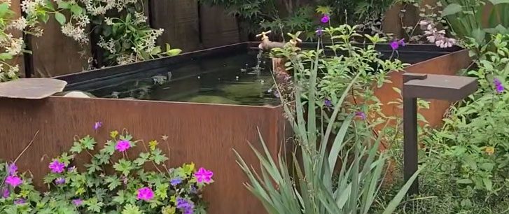 Water Feature with Corton Steel planter